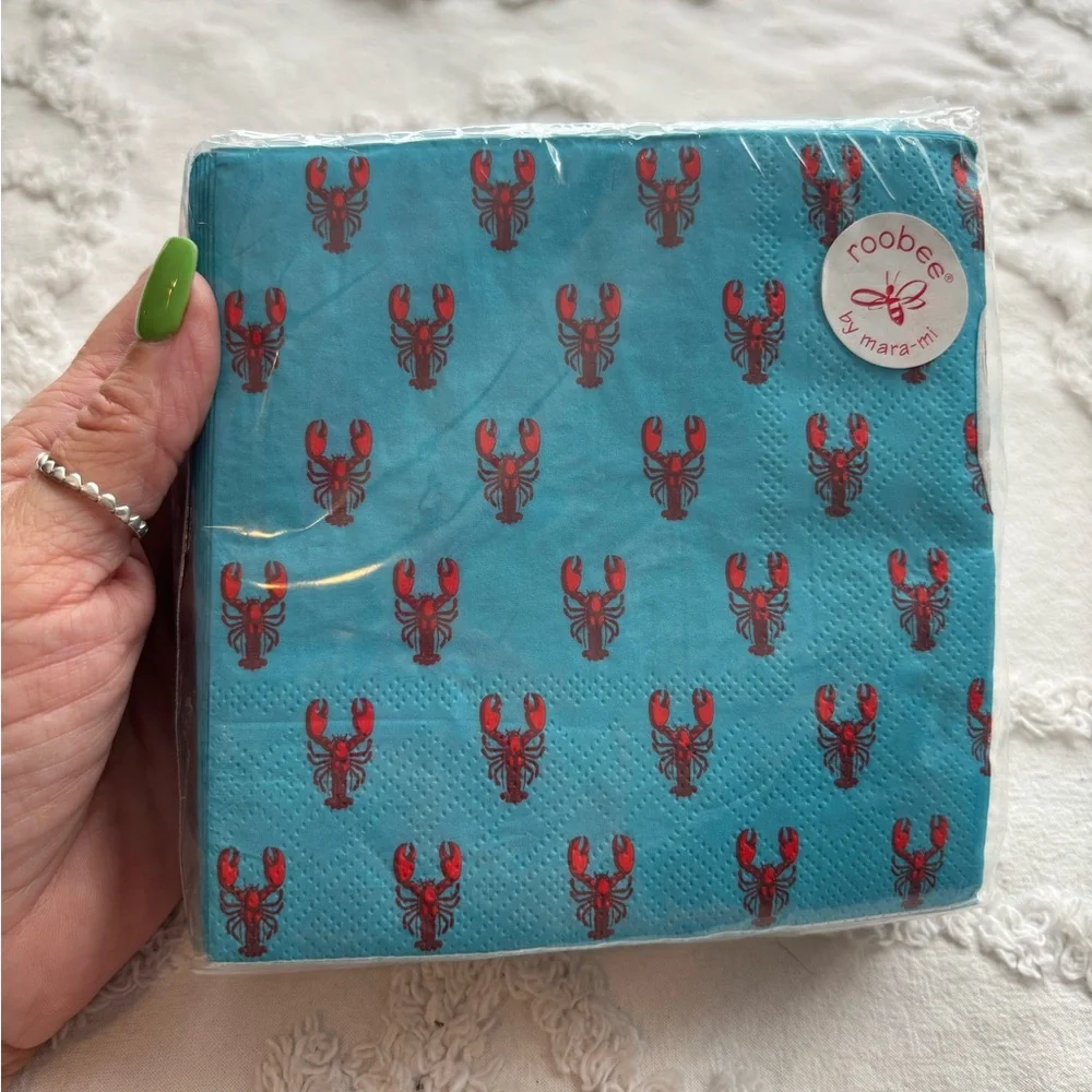 40 Count Lobster Guest Napkins 2 Ply Disposable Lobster Napkin